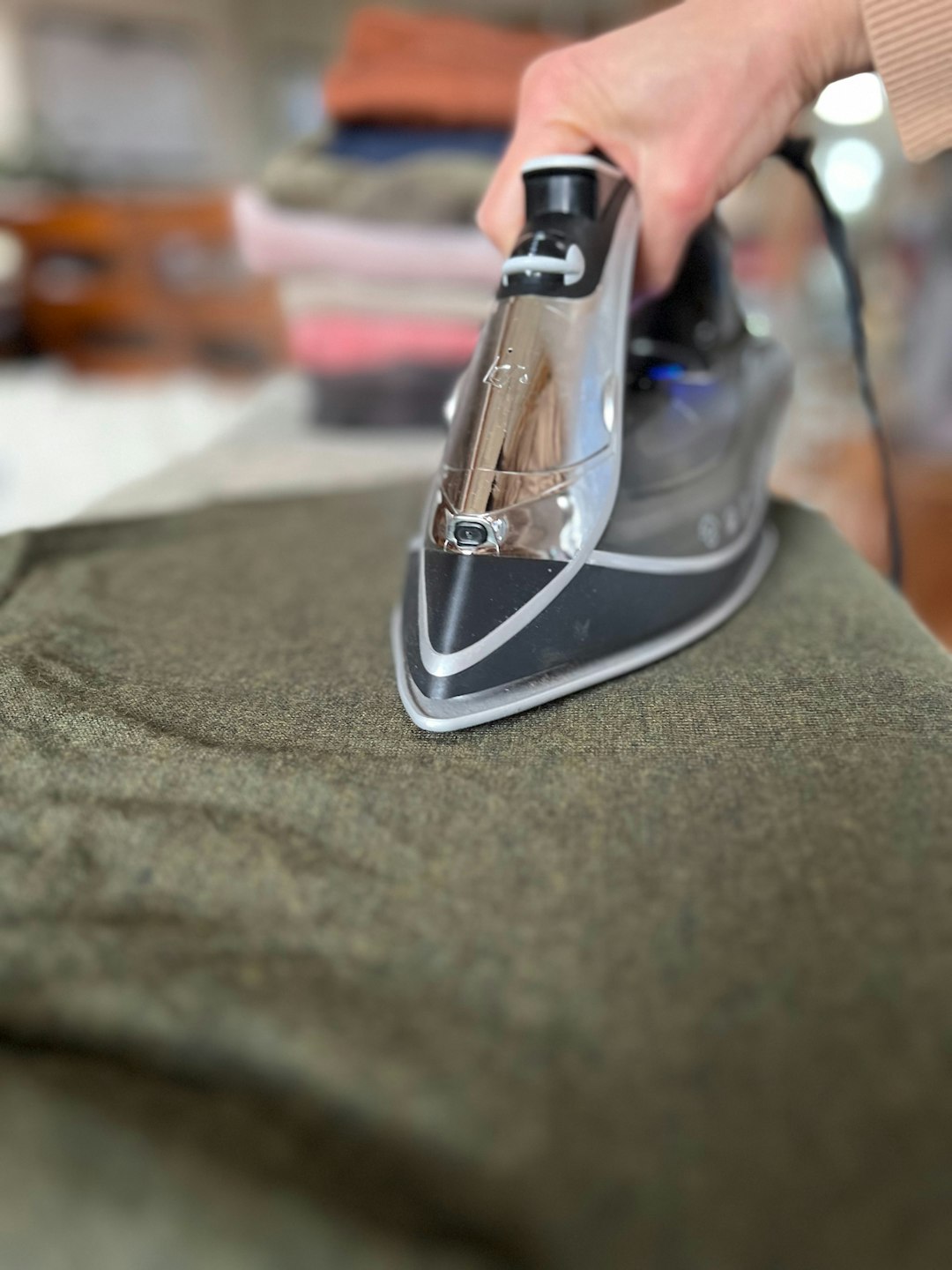 Ironing a wool sweater